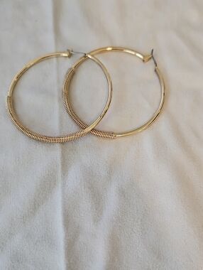 Gold Textured Hoop Earrings - Women Jewelry